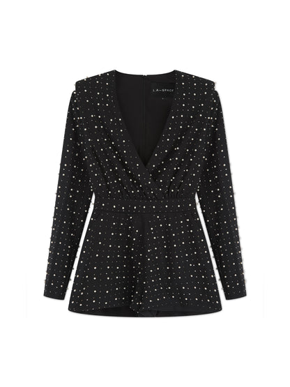 'IRIS' EMBELLISHED TAILORED PLAYSUIT BLACK