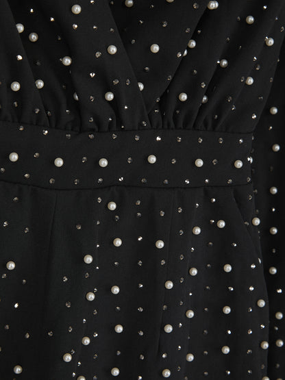 'IRIS' EMBELLISHED TAILORED PLAYSUIT BLACK