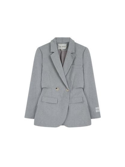 'ASTON' STRUCTURED HOURGLASS CINCHED WAIST BLAZER GREY