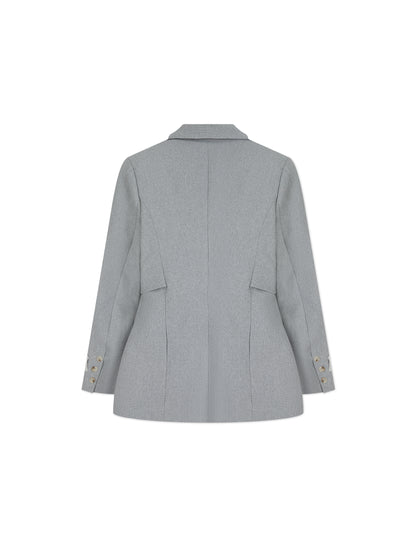 'ASTON' STRUCTURED HOURGLASS CINCHED WAIST BLAZER GREY