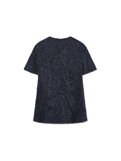 'JOY' SEQUIN EMBELLISHED A-LINE T-SHIRT DRESS NAVY