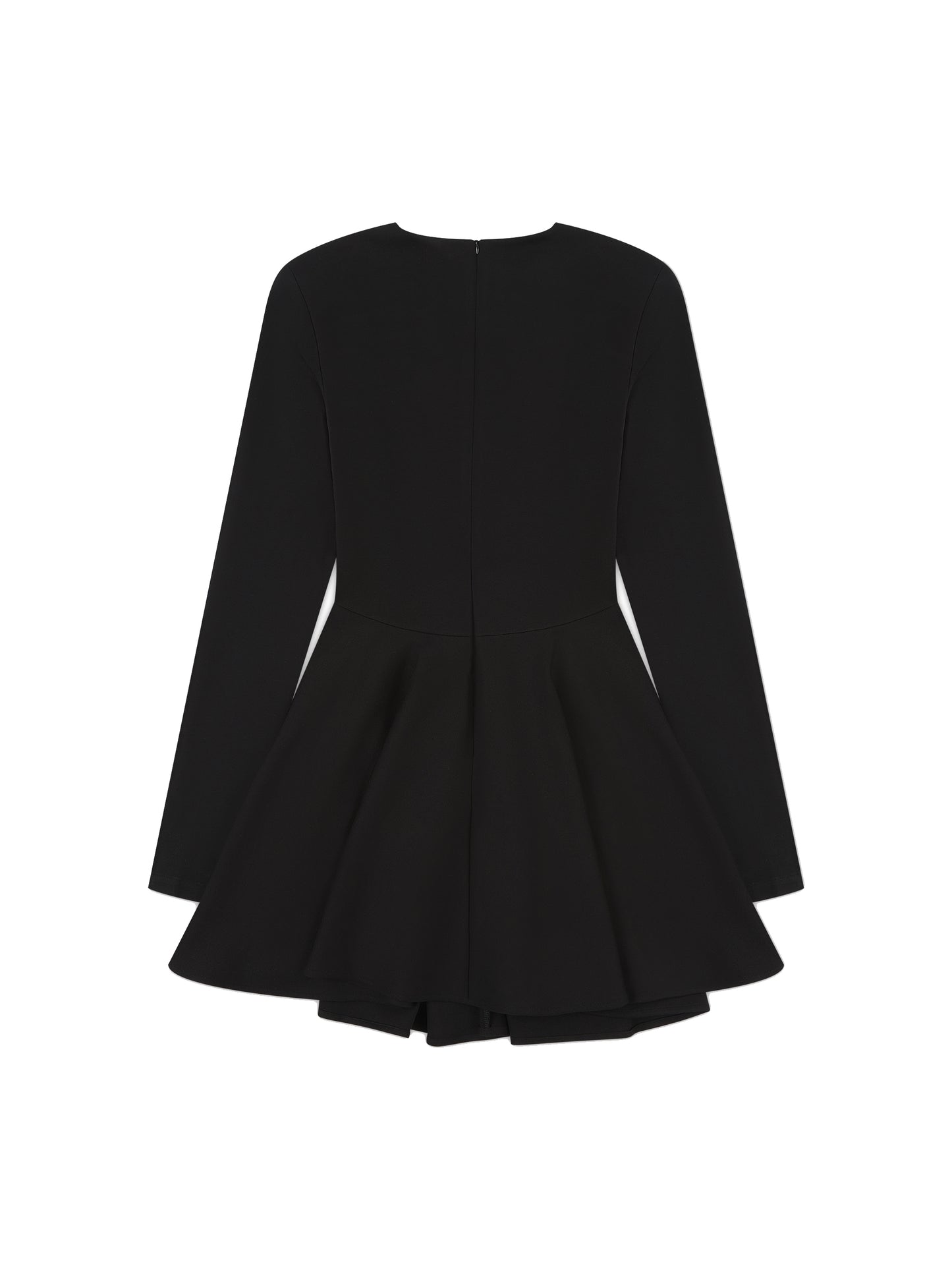 ‘ANTONIA’ LONG SLEEVE STRUCTURED SHOULDER MINI DRESS BLACK