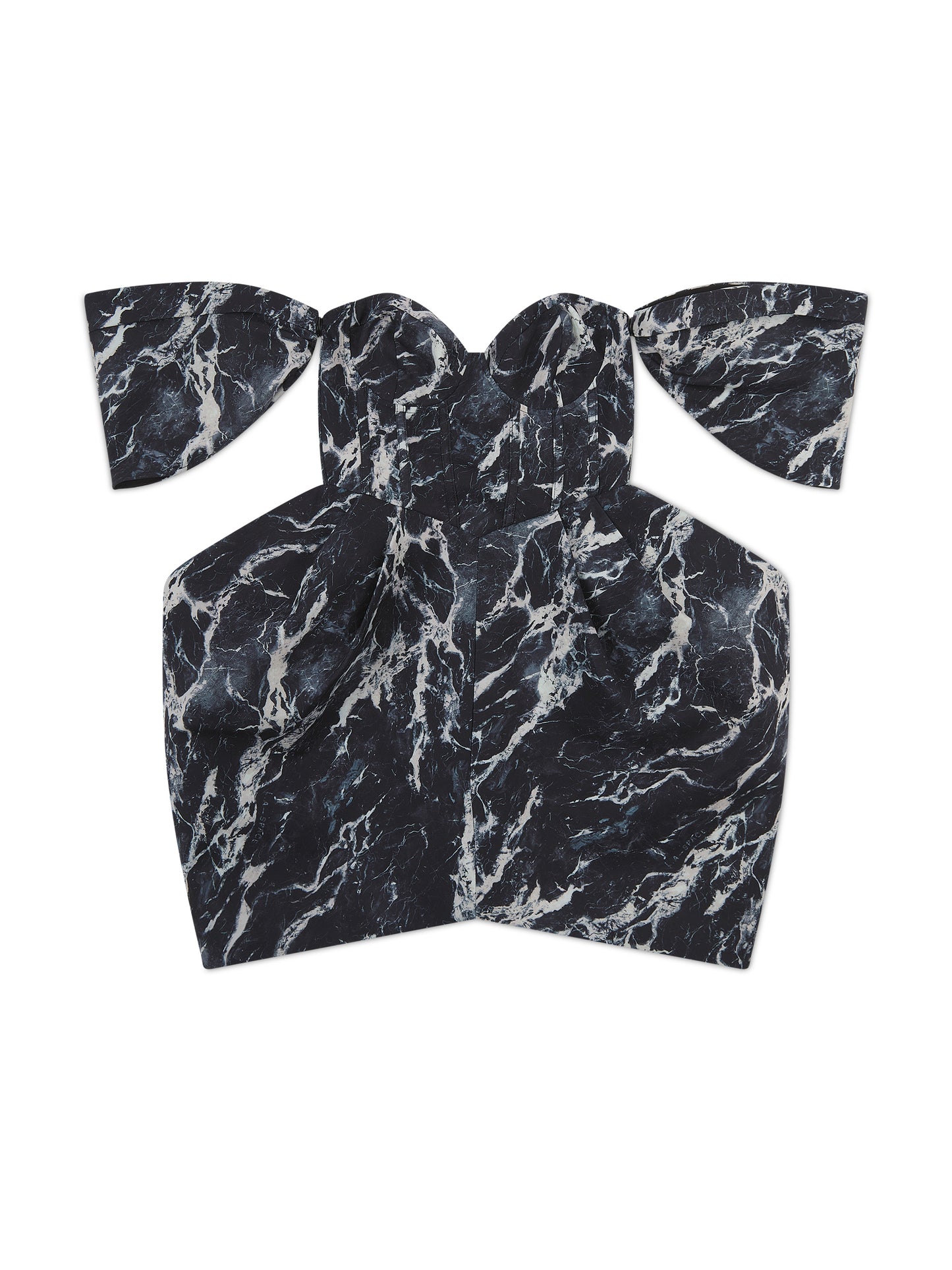 'ANASTASIA' MARBLE PRINT BUSTIER HOURGLASS MINI DRESS WITH DETACHABLE SLEEVES