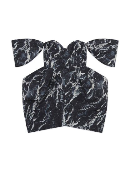 'ANASTASIA' MARBLE PRINT BUSTIER HOURGLASS MINI DRESS WITH DETACHABLE SLEEVES