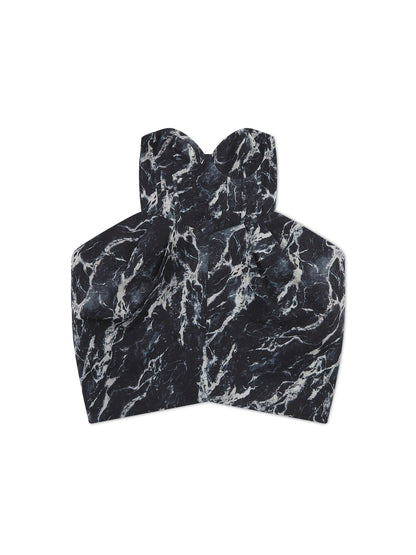 'ANASTASIA' MARBLE PRINT BUSTIER HOURGLASS MINI DRESS WITH DETACHABLE SLEEVES