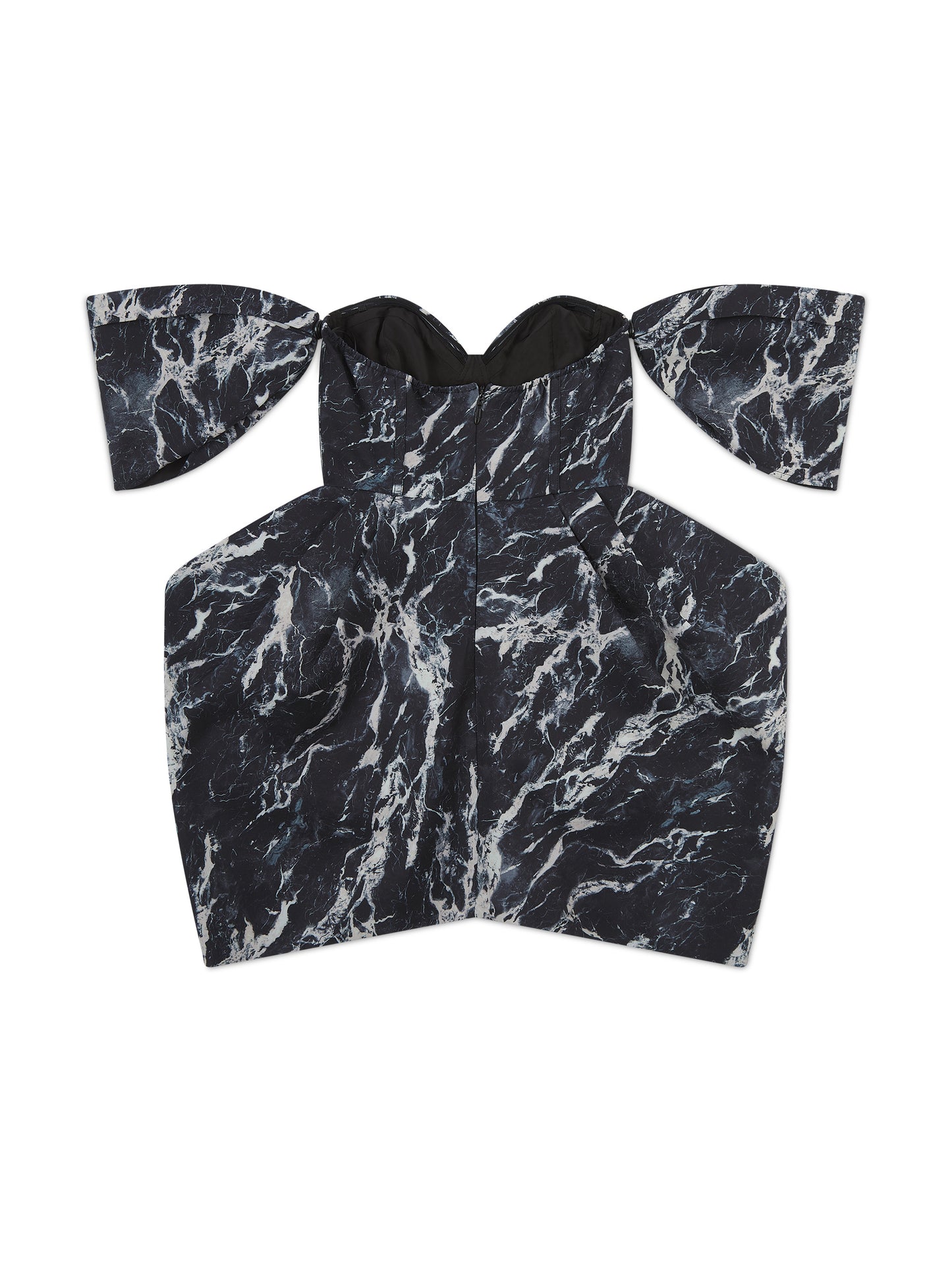 'ANASTASIA' MARBLE PRINT BUSTIER HOURGLASS MINI DRESS WITH DETACHABLE SLEEVES