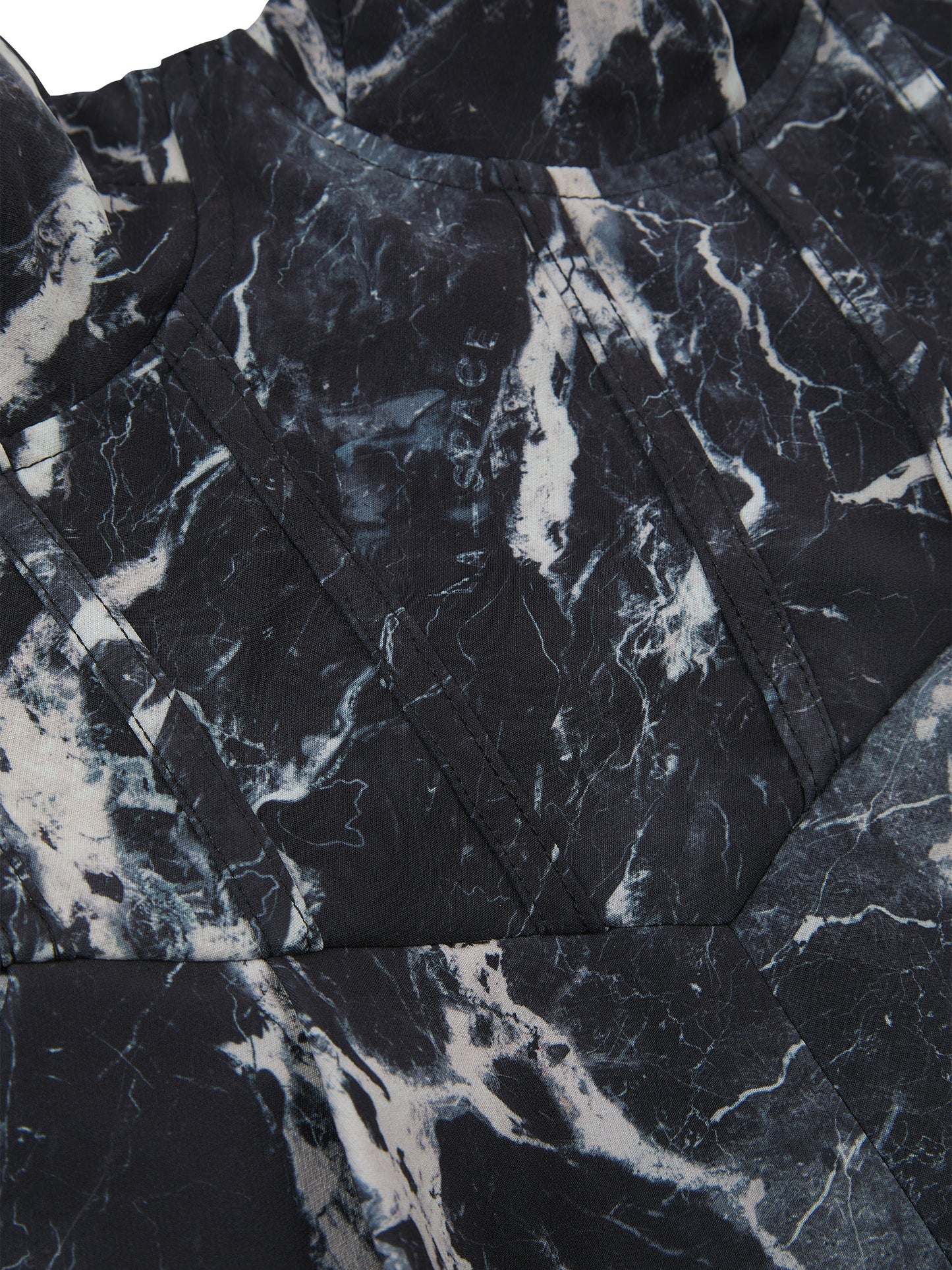 'ANASTASIA' MARBLE PRINT BUSTIER HOURGLASS MINI DRESS WITH DETACHABLE SLEEVES