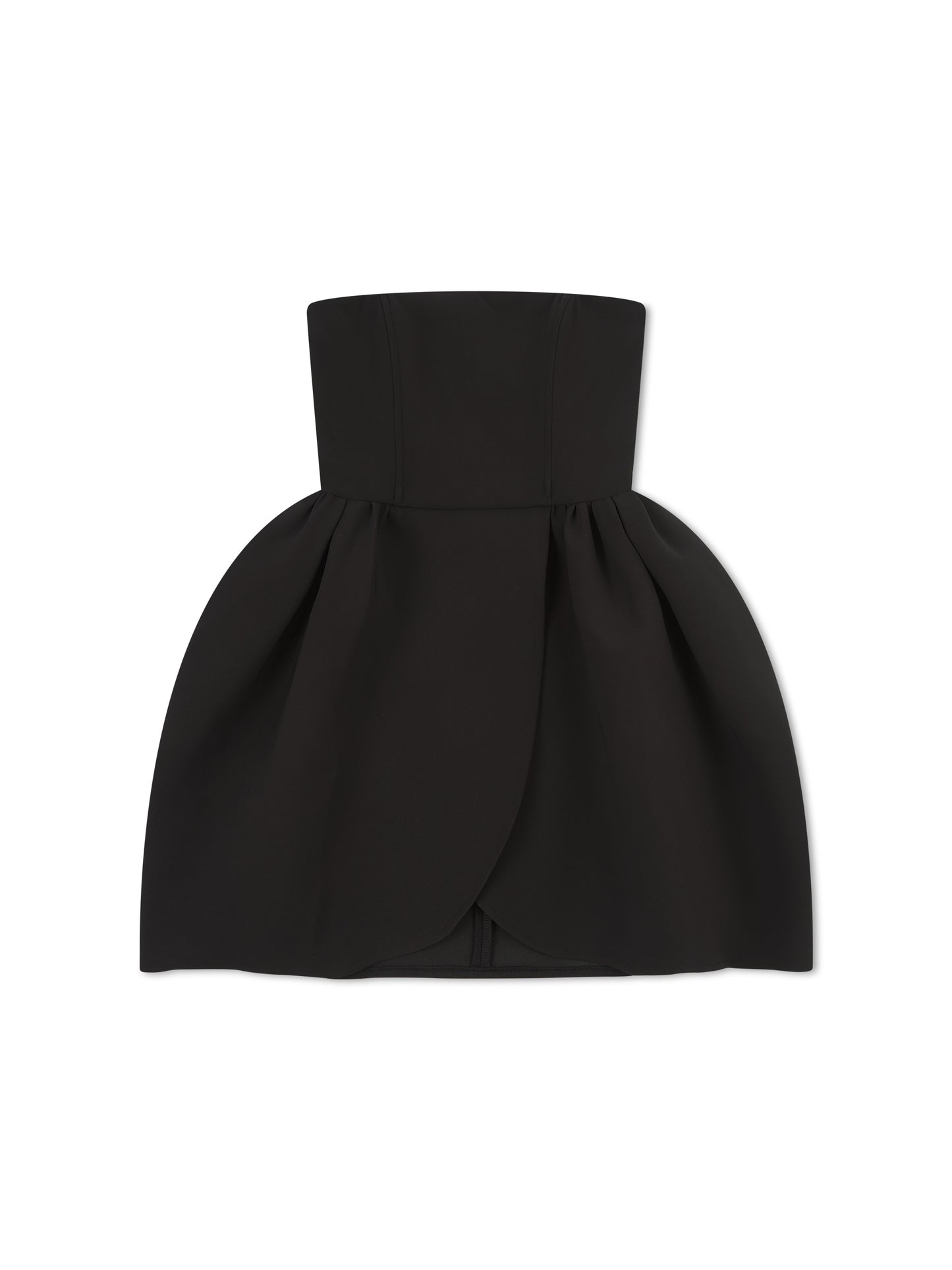 'ESTELLE' HOURGLASS BANDEAU WRAP FRONT MINI DRESS BLACK