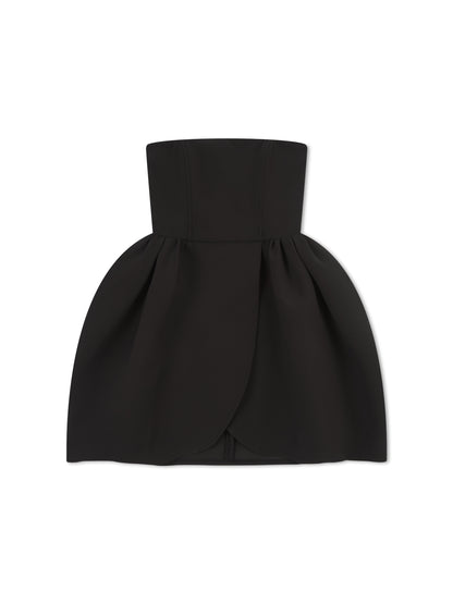 'ESTELLE' HOURGLASS BANDEAU WRAP FRONT MINI DRESS BLACK