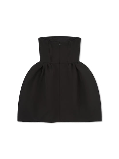 'ESTELLE' HOURGLASS BANDEAU WRAP FRONT MINI DRESS BLACK