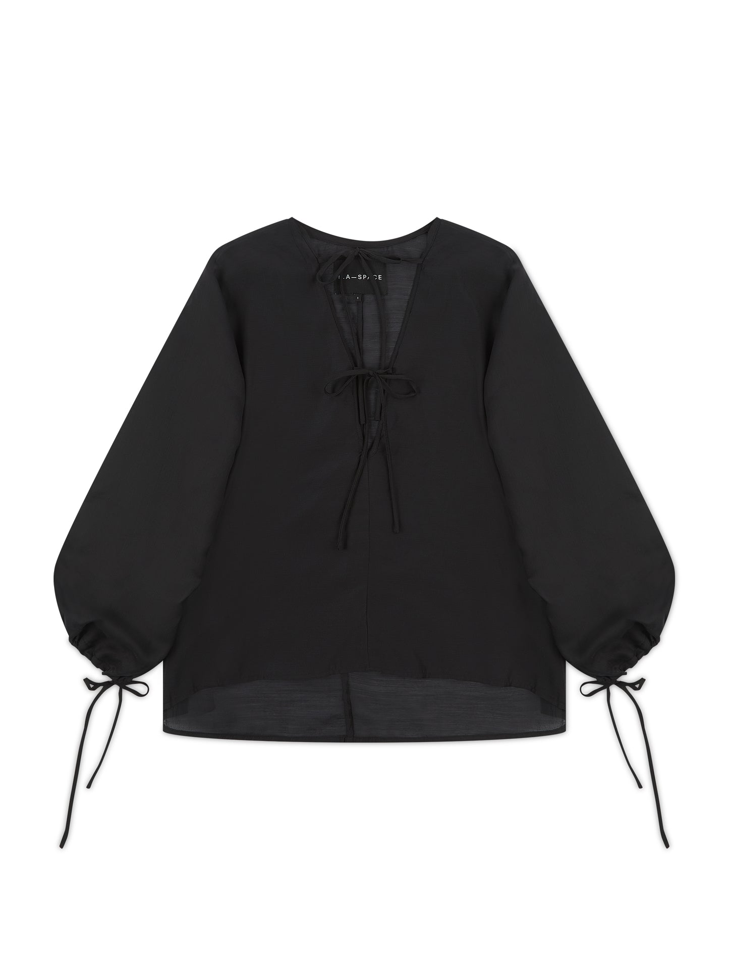 'GIGI' EXAGGERATED BALLOON SLEEVE CHIFFON BLOUSE BLACK