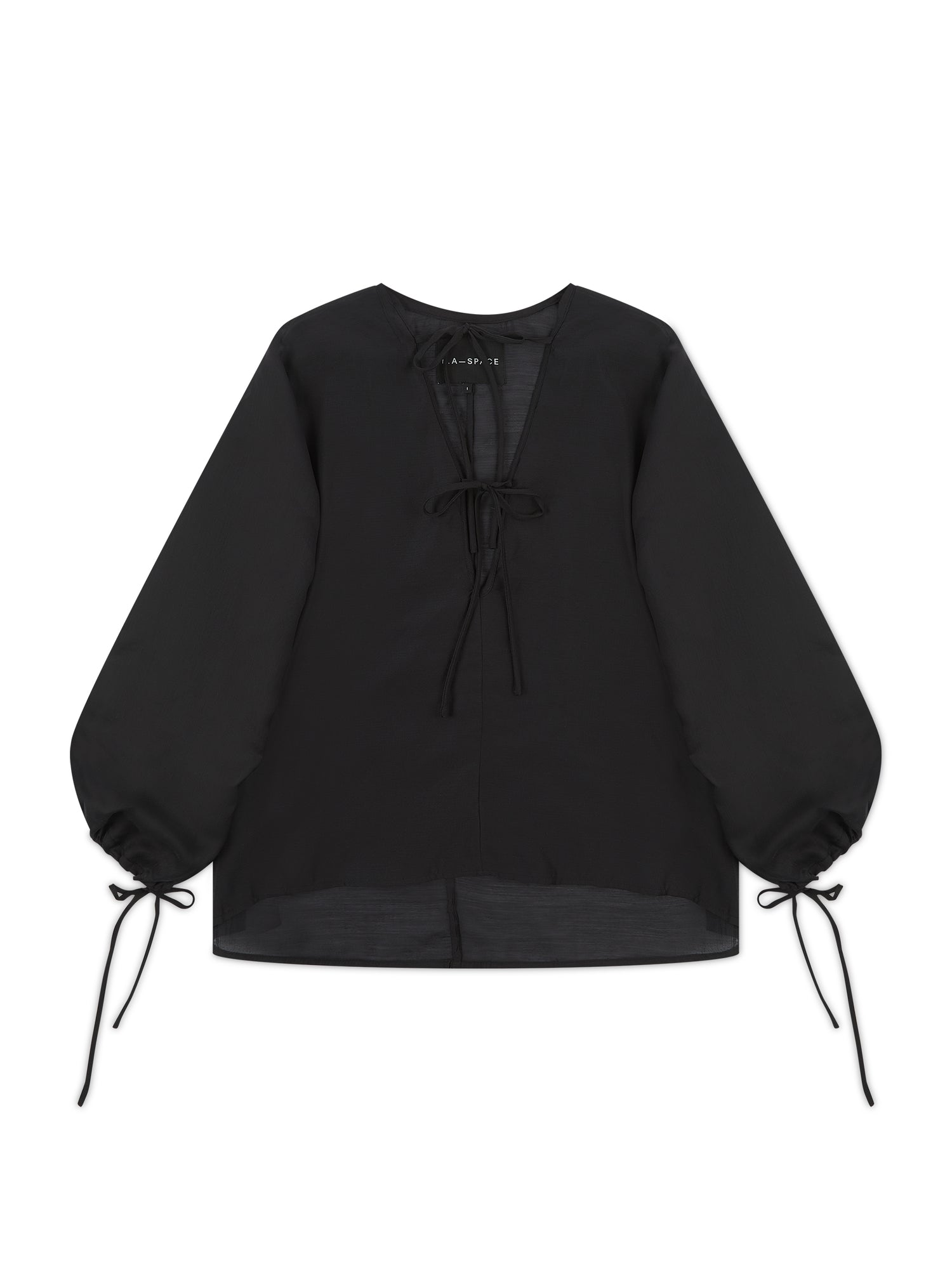 'GIGI' EXAGGERATED BALLOON SLEEVE CHIFFON BLOUSE BLACK