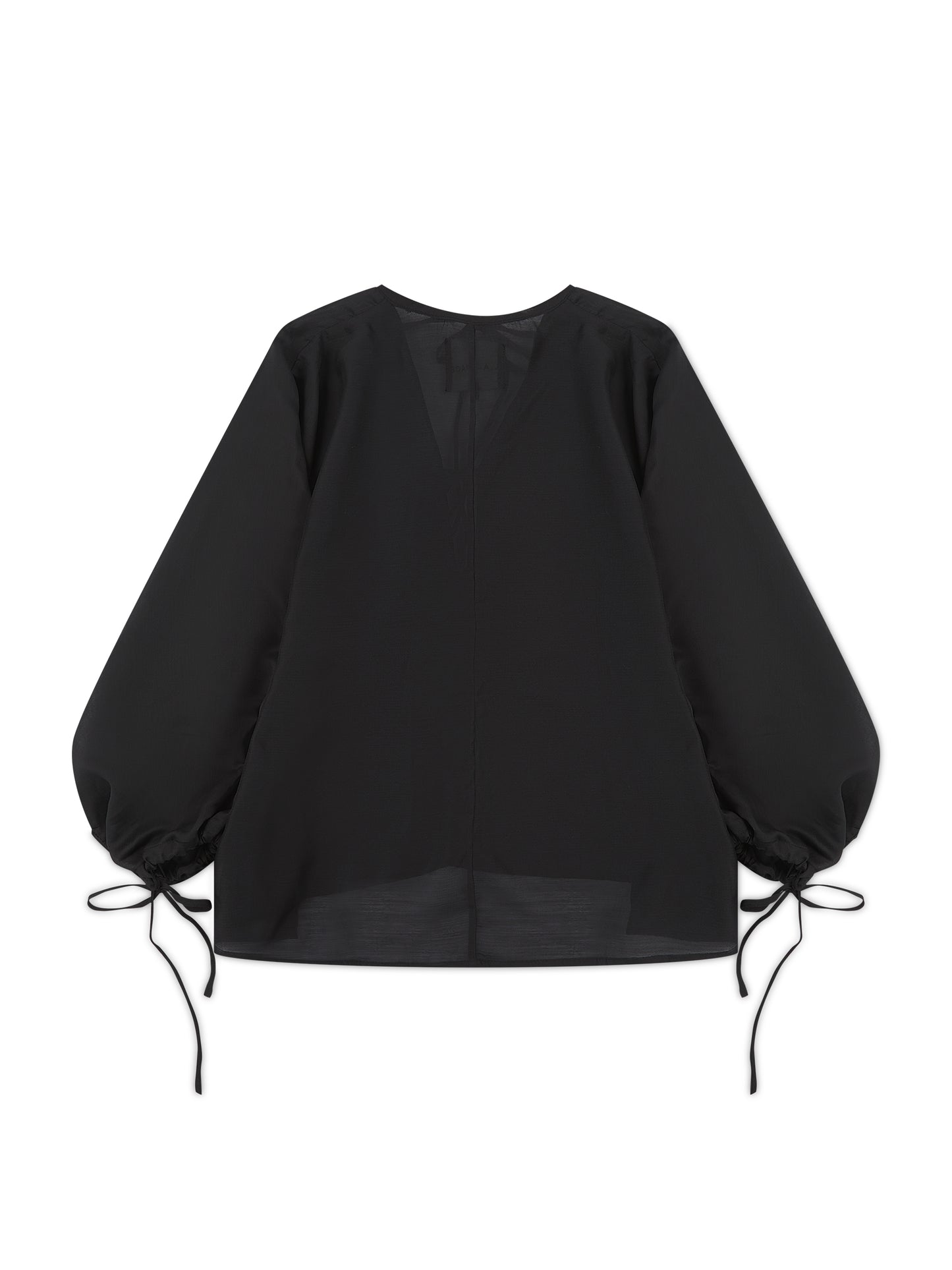 'GIGI' EXAGGERATED BALLOON SLEEVE CHIFFON BLOUSE BLACK