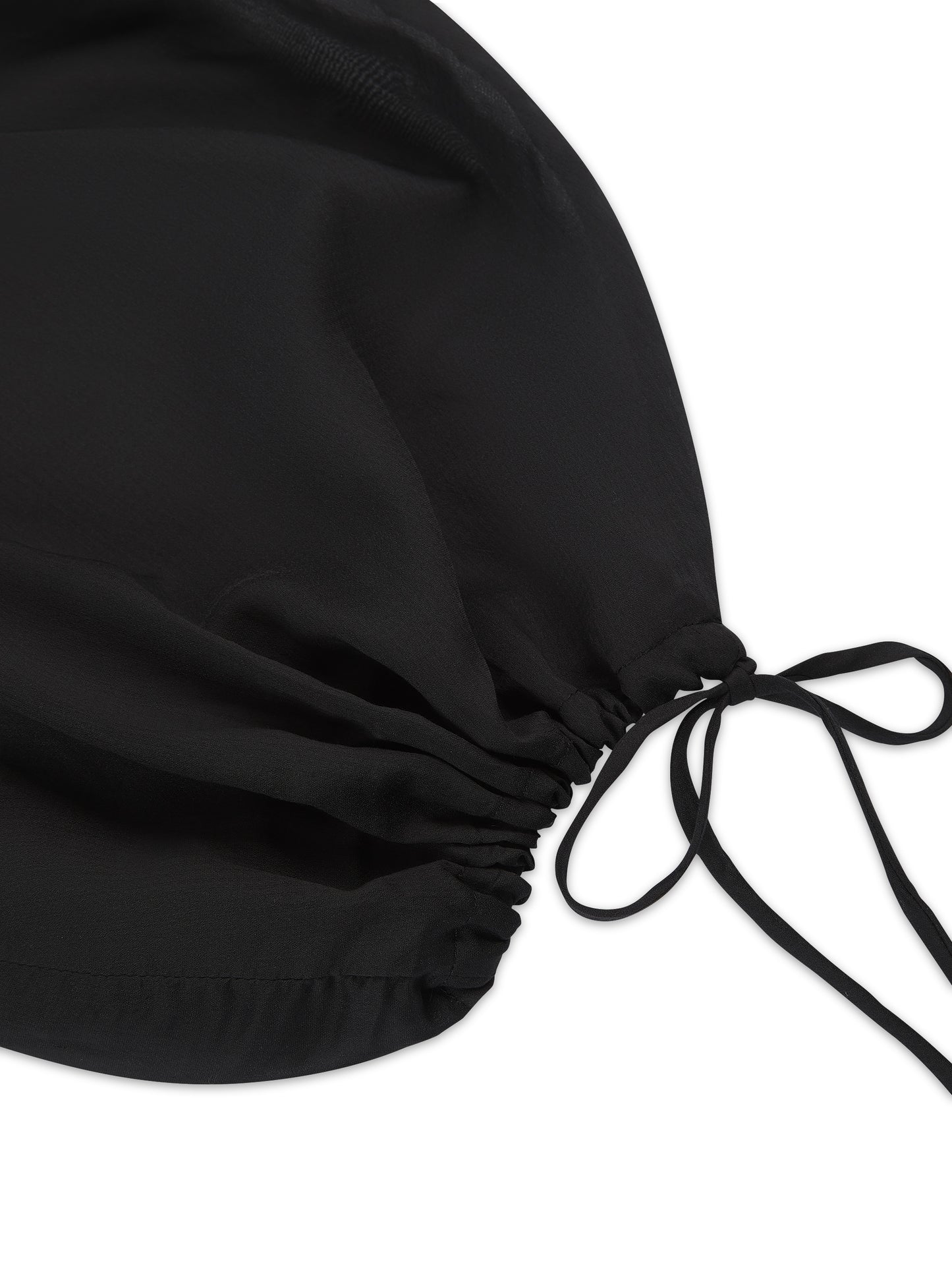 'GIGI' EXAGGERATED BALLOON SLEEVE CHIFFON BLOUSE BLACK