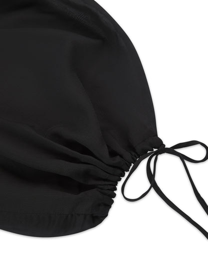 'GIGI' EXAGGERATED BALLOON SLEEVE CHIFFON BLOUSE BLACK