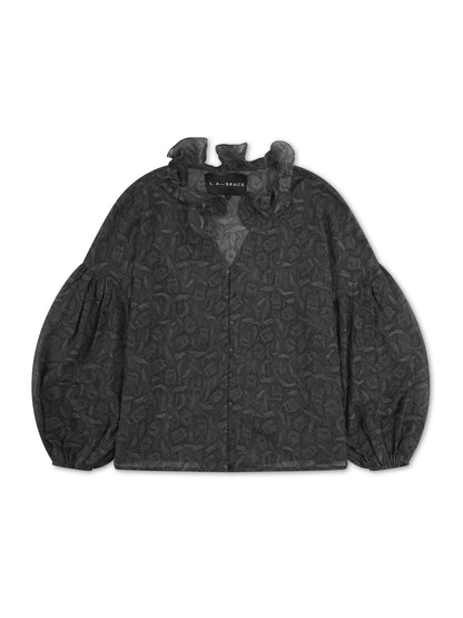 'BELLE' SHEER CRINKLE BLOUSE SLATE GREY