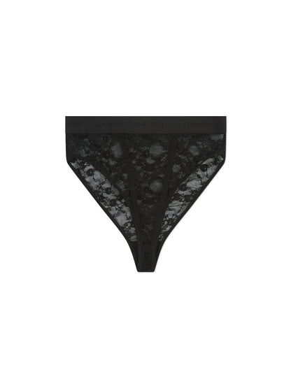 'MONROE' L.A-S LACE HIGH LEG BRIEF BLACK