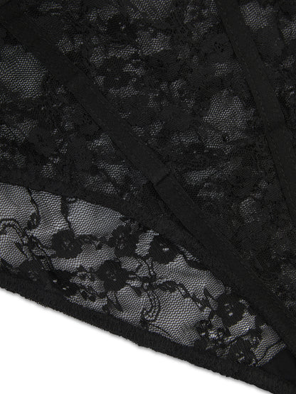 'MONROE' L.A-S LACE HIGH LEG BRIEF BLACK