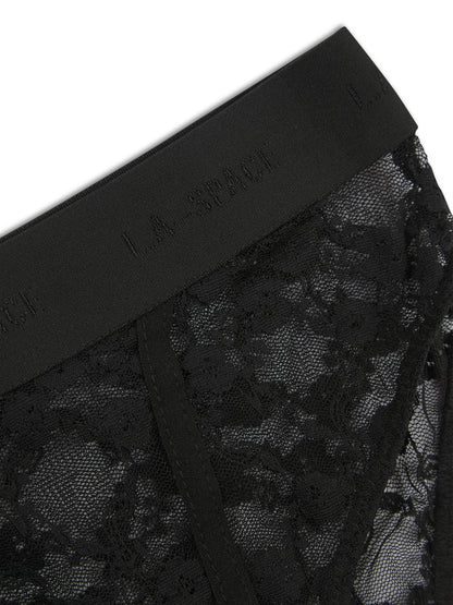 'MONROE' L.A-S LACE HIGH LEG BRIEF BLACK