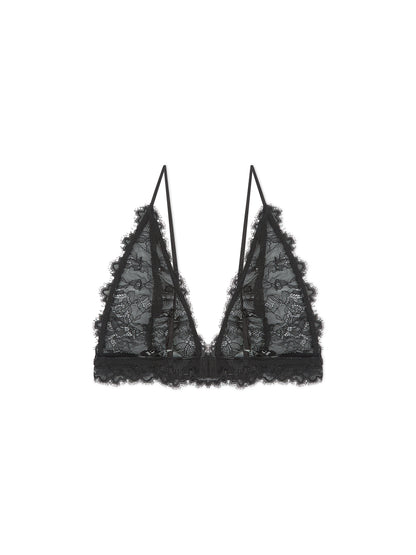 'COUCOU' EYELASH LACE BRALETTE BLACK