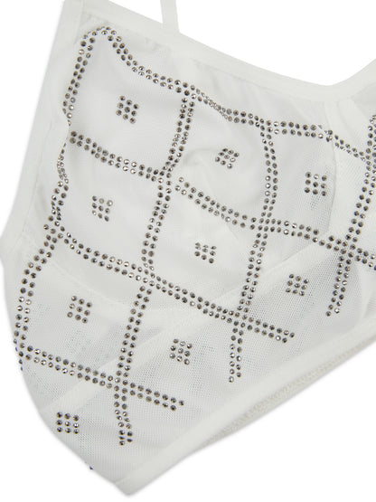 'LIZA' RHINESTONE MESH BRALETTE WHITE