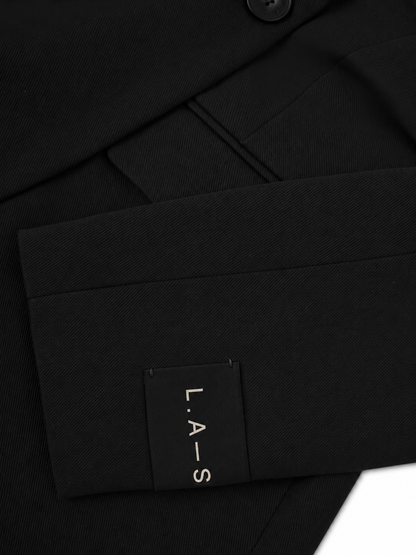 'ASTON' STRUCTURED HOURGLASS CINCHED WAIST BLAZER BLACK