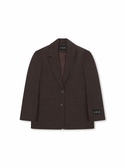 'BEAU' OVERSIZED SINGLE BREAST BLAZER BROWN