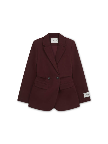 'ASTON' STRUCTURED HOURGLASS CINCHED WAIST BLAZER BURGUNDY
