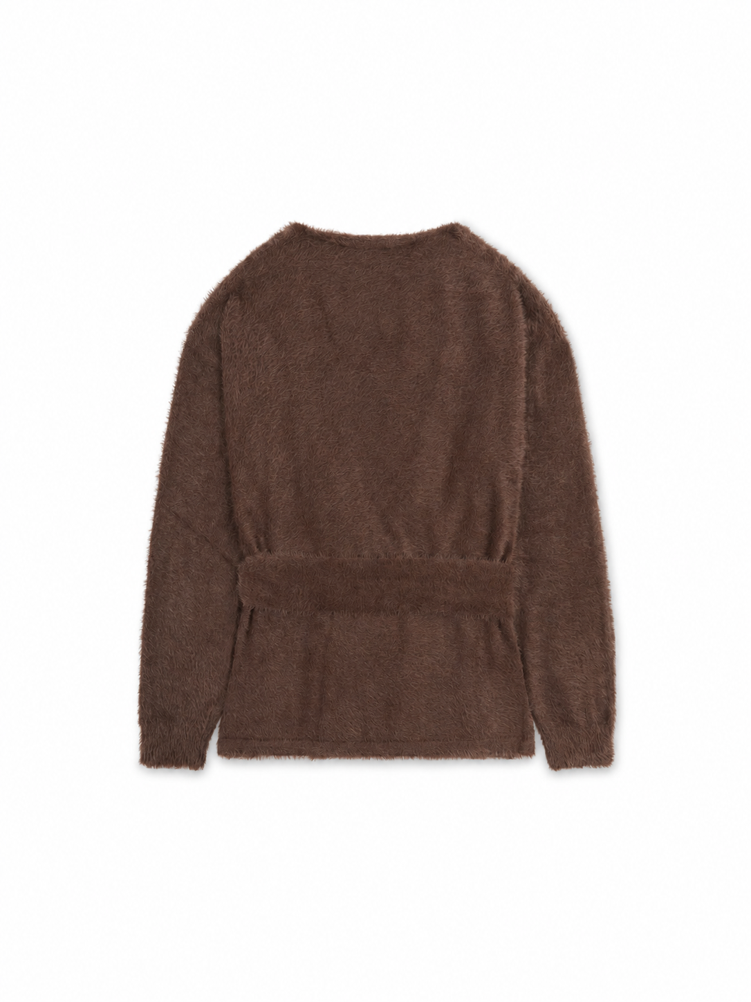‘POESY’ EYELASH KNITTED BALLERINA WRAP CARDIGAN BROWN