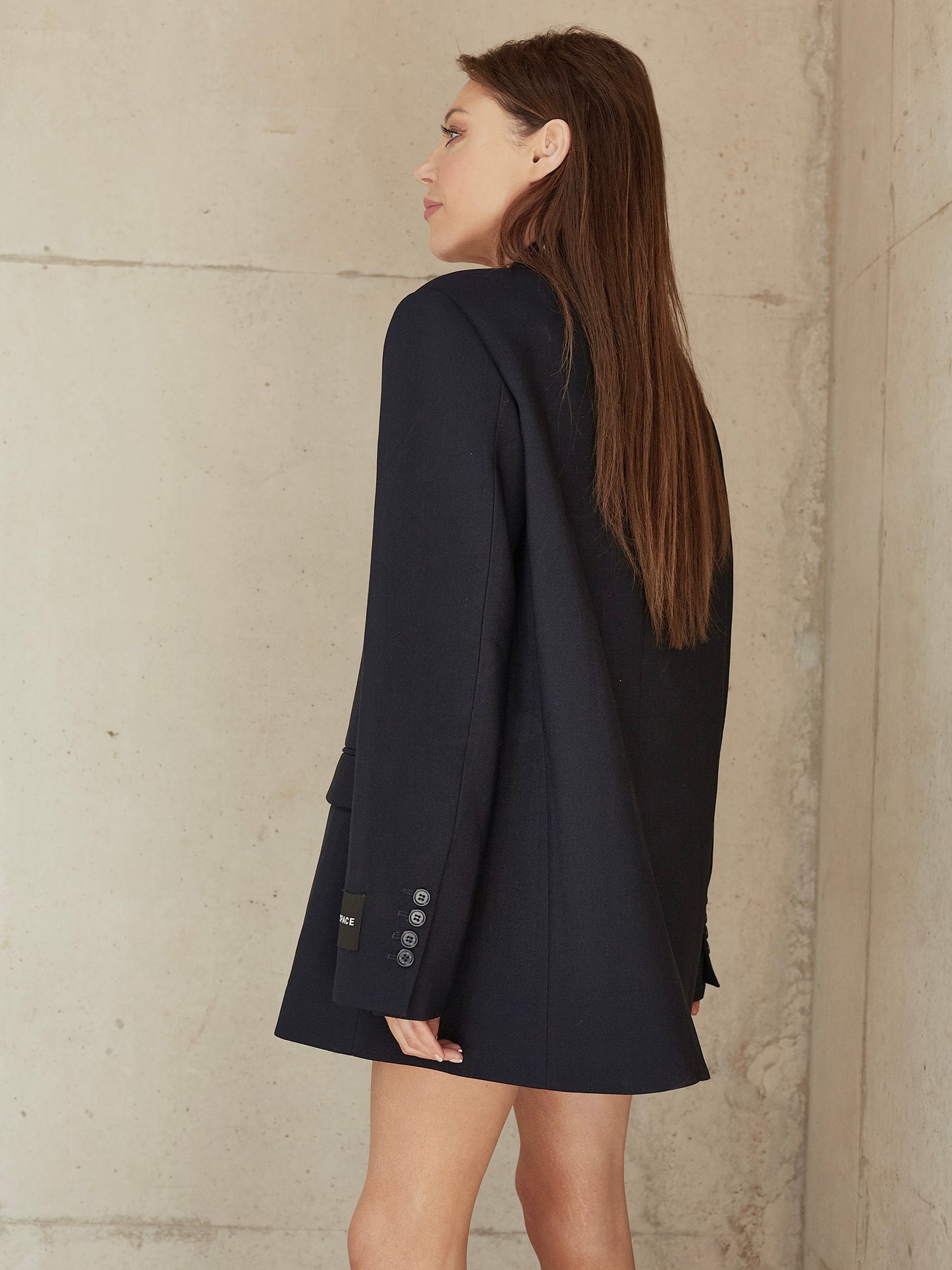 'BEAU' OVERSIZED SINGLE BREAST BLAZER NAVY
