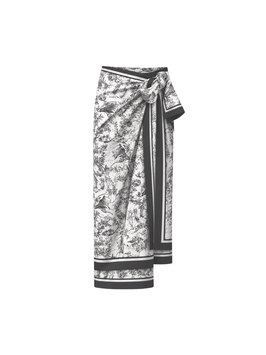 'SELENE' BORDER PRINT SARONG TOILE WHITE MULTI
