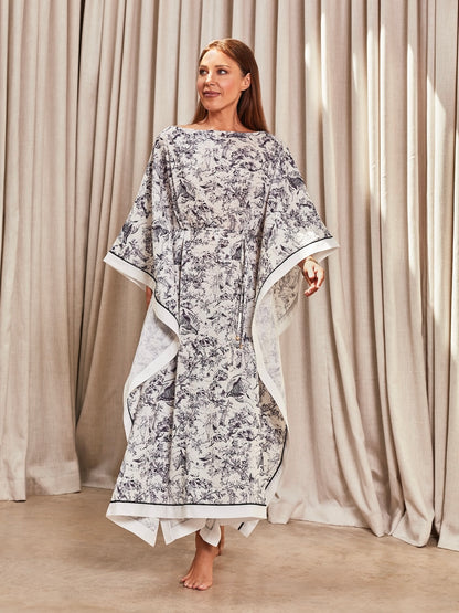 ‘ATHENA’ TOILE PRINTED KAFTAN WHITE MULTI