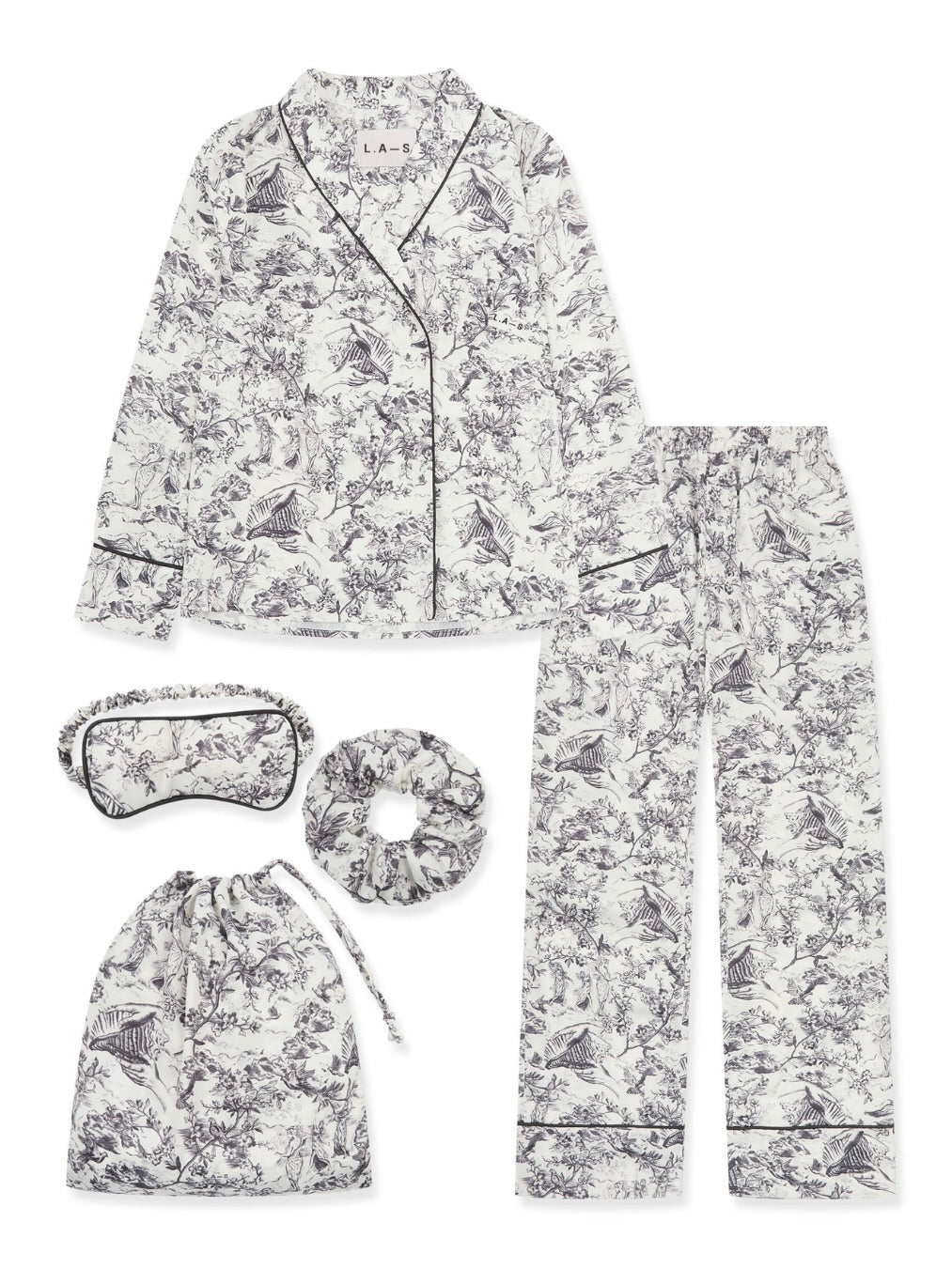 L.A-S SIGNATURE 5 PIECE NIGHTWEAR GIFT SET WHITE MULTI