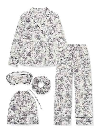 L.A-S SIGNATURE 5 PIECE NIGHTWEAR GIFT SET WHITE MULTI