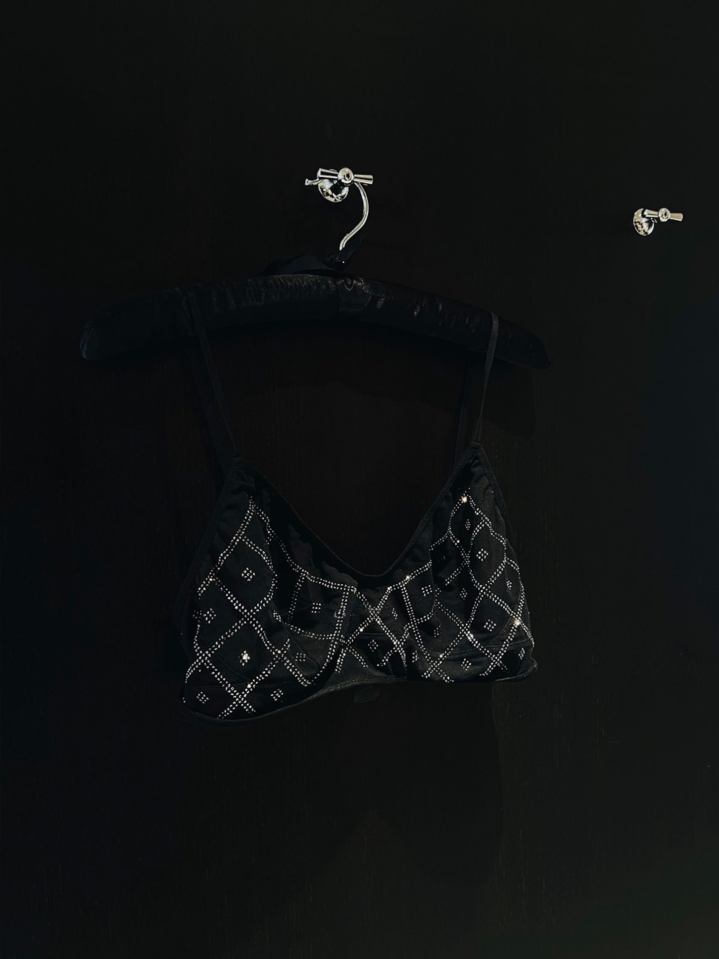 'LIZA' RHINESTONE MESH BRALETTE BLACK