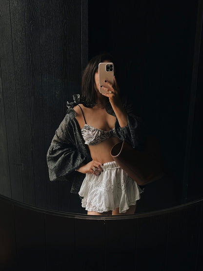 'BELLE' SHEER CRINKLE BLOUSE SLATE GREY