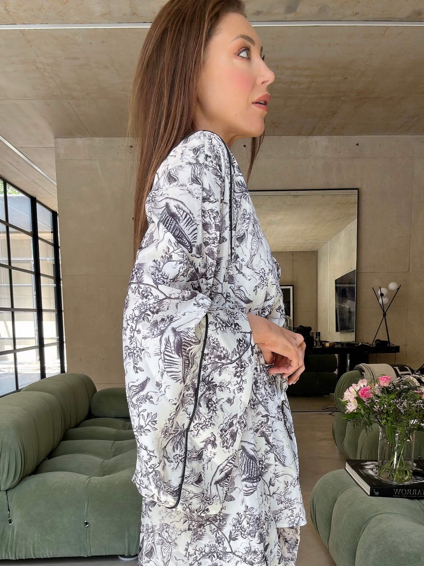 L.A-S SIGNATURE TOILE ROBE WHITE MULTI
