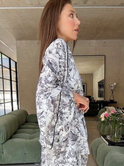 L.A-S SIGNATURE TOILE ROBE WHITE MULTI