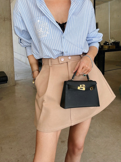 SCULPTED UTILTY MINI SKIRT CAMEL