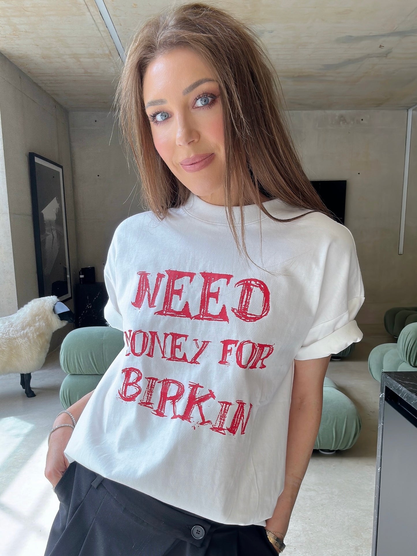 'NMFB' SLOGAN OVERSIZED T-SHIRT WHITE