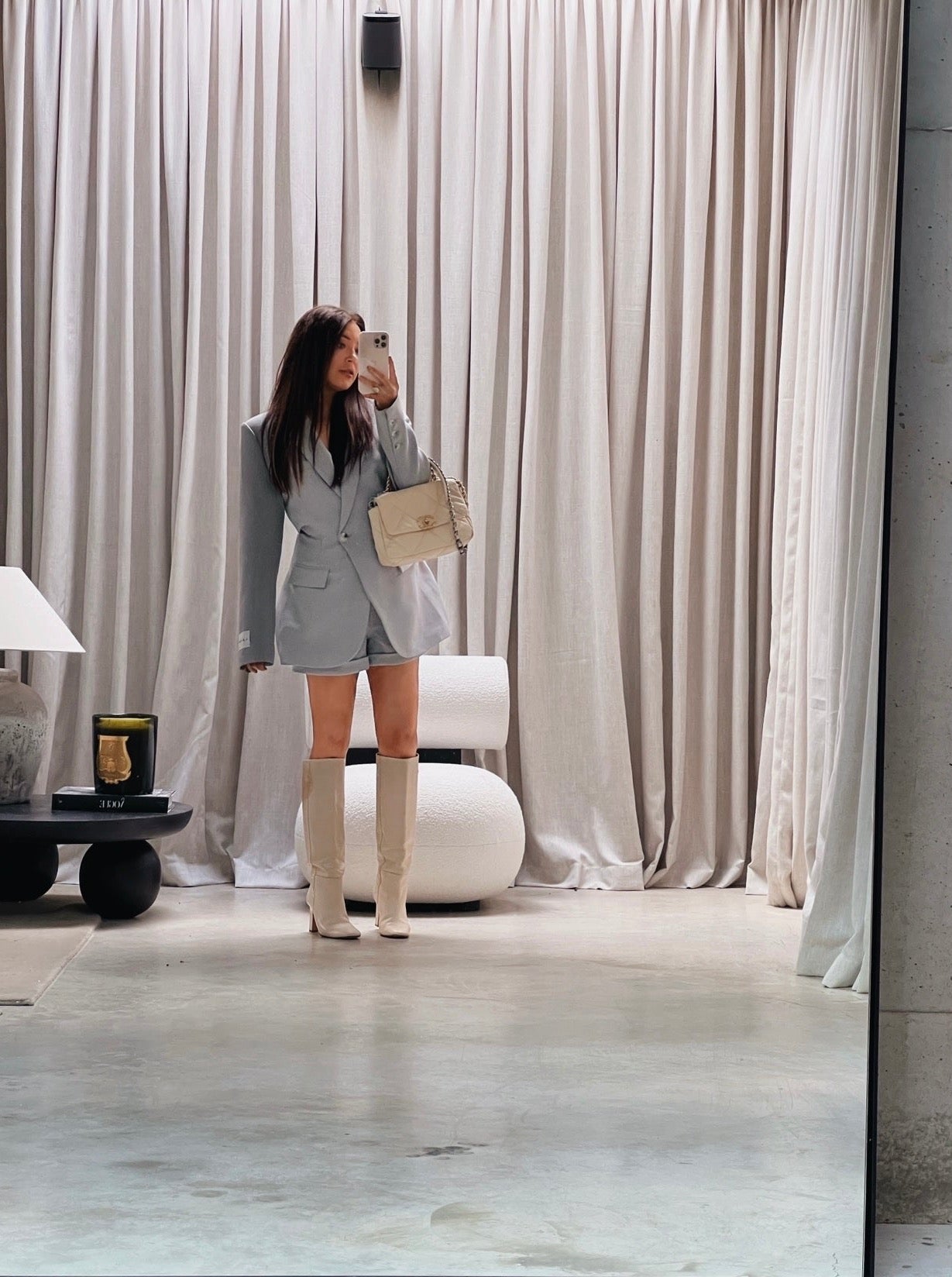 'ASTON' STRUCTURED HOURGLASS CINCHED WAIST BLAZER GREY