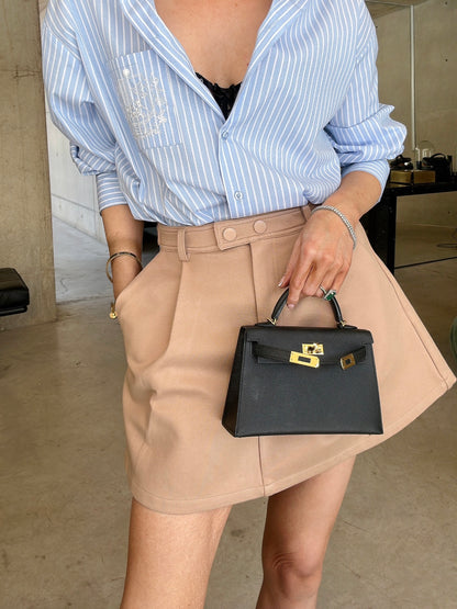 SCULPTED UTILTY MINI SKIRT CAMEL