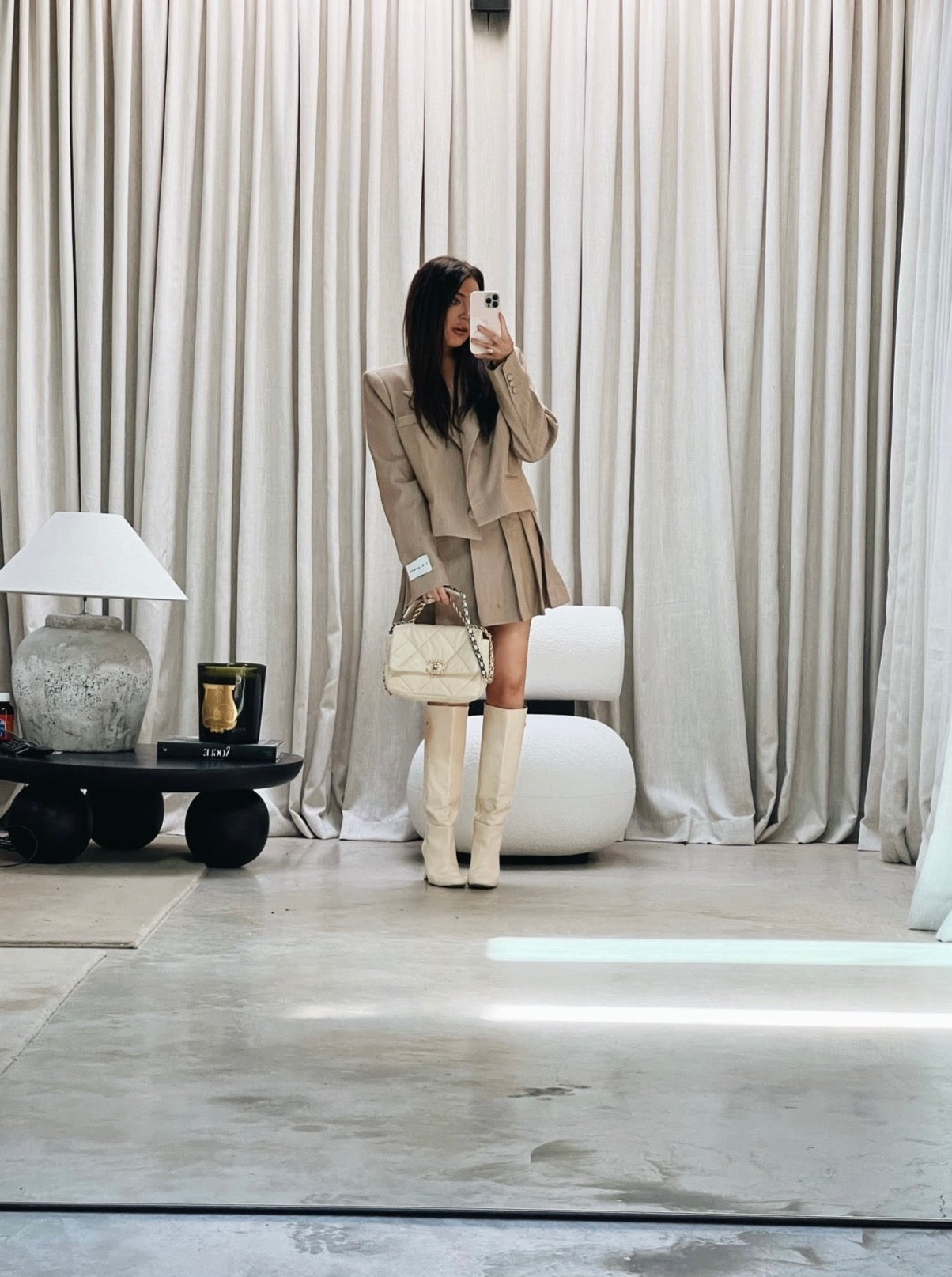 'HARLOW' CROPPED BLAZER CAMEL