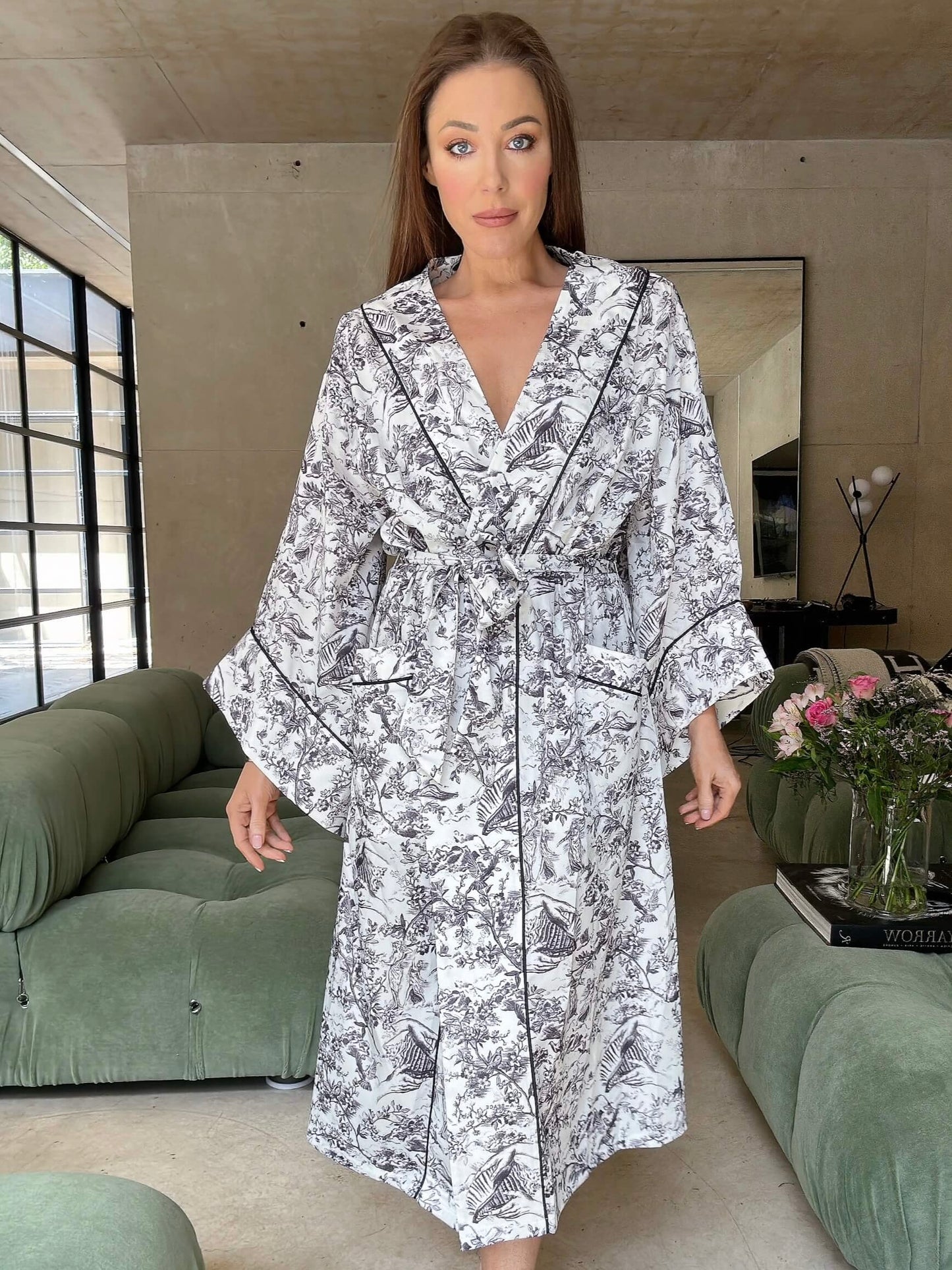 L.A-S SIGNATURE TOILE ROBE WHITE MULTI