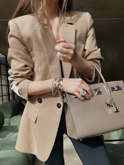 'ASTON' STRUCTURED HOURGLASS CINCHED WAIST BLAZER CAMEL