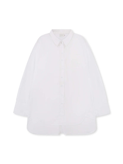 ‘EASY DOES IT’  COTTON BOX PLEAT SHIRT WHITE