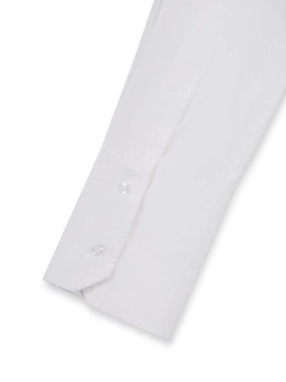 ‘EASY DOES IT’  COTTON BOX PLEAT SHIRT WHITE