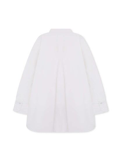 ‘EASY DOES IT’  COTTON BOX PLEAT SHIRT WHITE