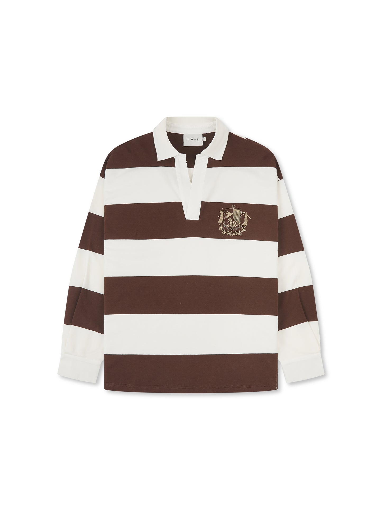 'CLEMENCE' VARSITY STRIPED RUGBY TOP BROWN