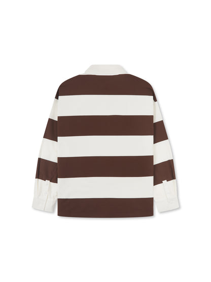 'CLEMENCE' VARSITY STRIPED RUGBY TOP BROWN